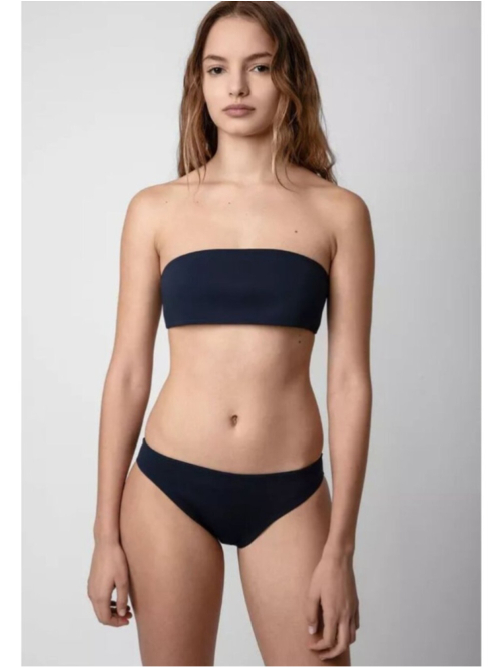 NWT Zadig & Voltaire Crinkle Bandeau Bikini Set Black